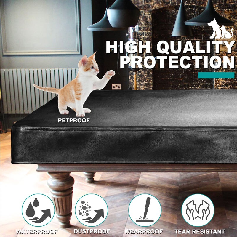 Shieldo Heavy Duty Leatherette Billiard Pool Table Cover,Waterproof&Tearproof Cover for Pool Table,7/8/9 Foot Fitted(7FT/Balck) - Image 4